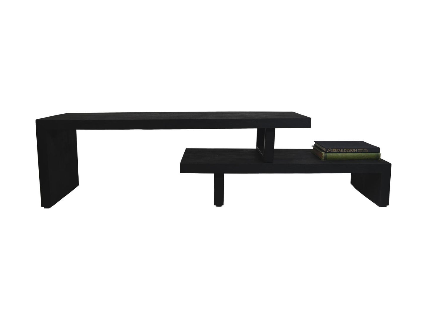 HSM Collection-Tv Meubel 2 Delig-140x40x46-Zwart-Mango/Metaal