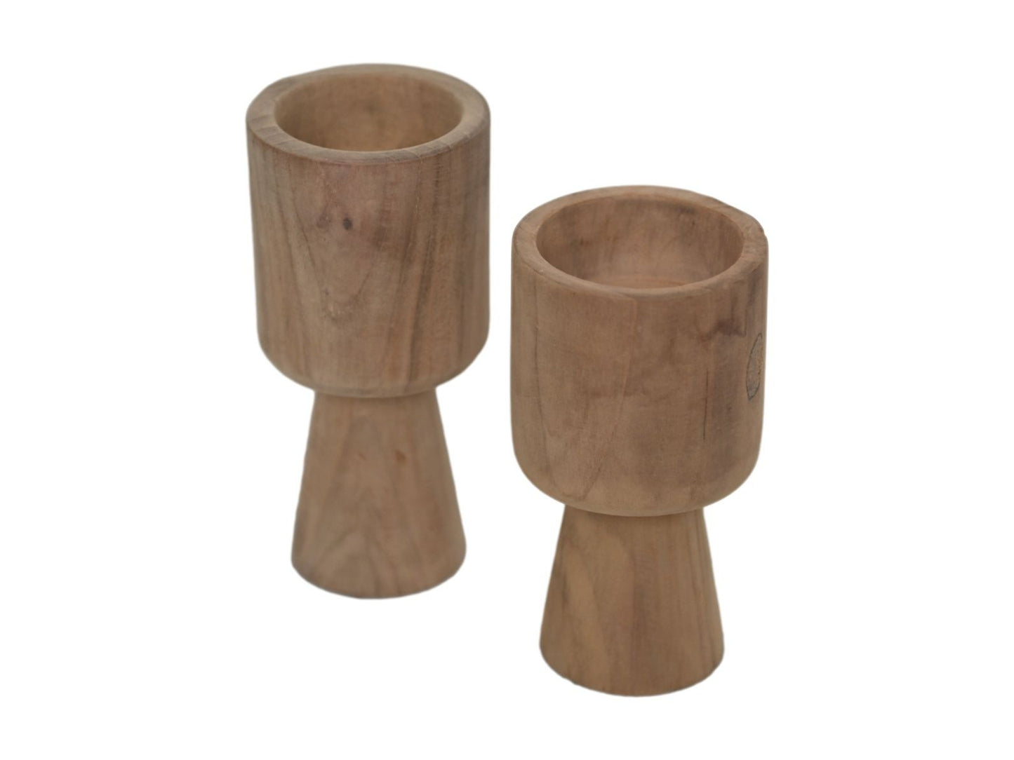 HSM Collection-Kaarsenhouder S/2-ø8x8x15/ø8x8x17-Naturel-Teak