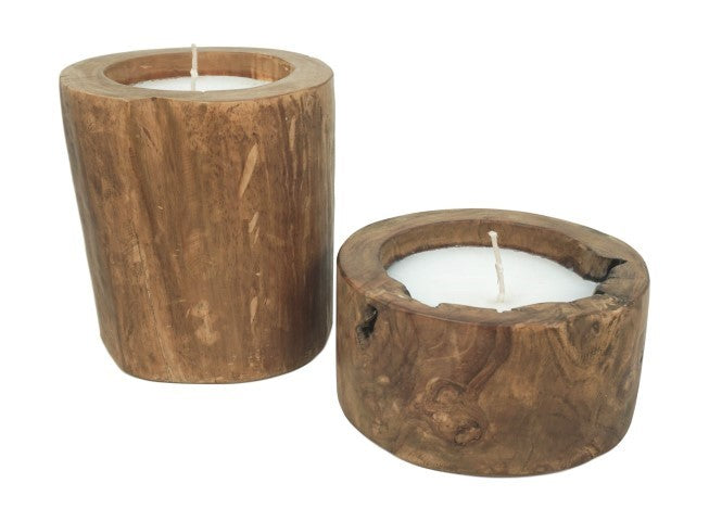 HSM Collection-Kaars Boomstam Groot-ø20x20-Naturel-Teak