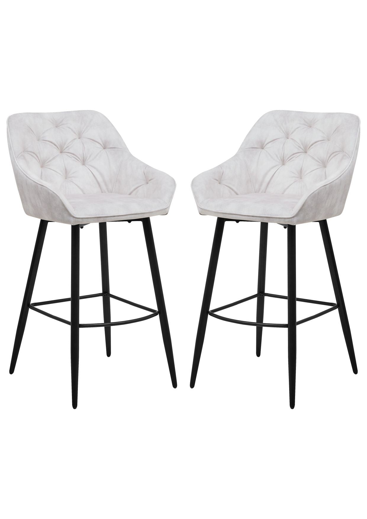 HSM Collection-Barkruk Liverpool S/2-56x61x107-Beige/Zwart-Stof/Metaal