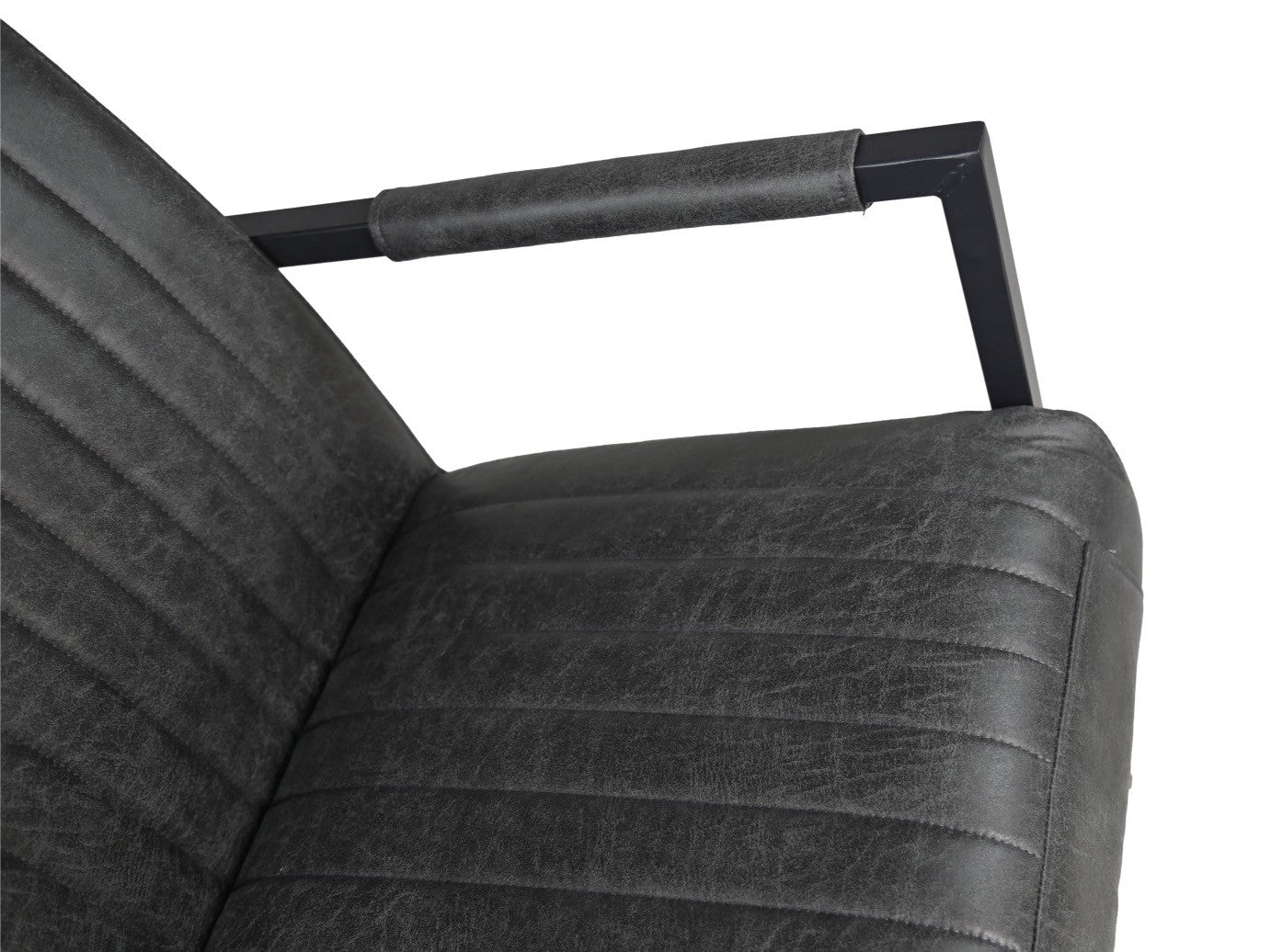 HSM Collection-Eetkamerstoel Texas Met Arm S/2-55x50x85-Grijs/Zwart-Leder/Metaal