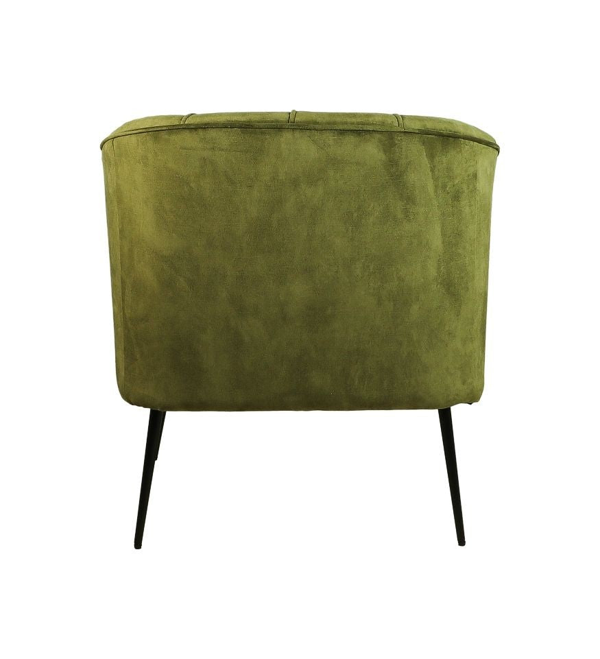 HSM Collection-Fauteuil Chester-72x71x80-Olijf Groen/Zwart-Stof/Metaal