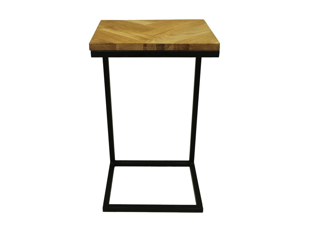 HSM Collection -Read bijzettafel Fishbone - 38x30x65 - Naturel/zwart - Eiken/met