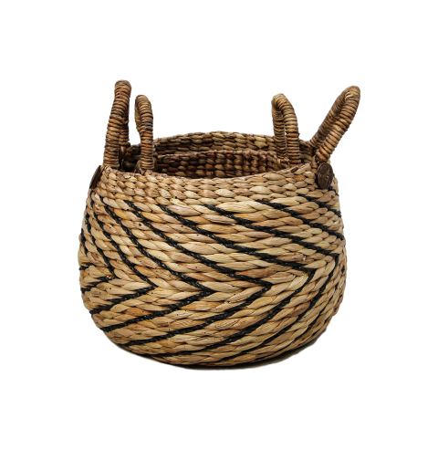 HSM Collection-Mandenset S/2-ø40x42/ø30x36-Naturel/Zwart-Waterhyacint