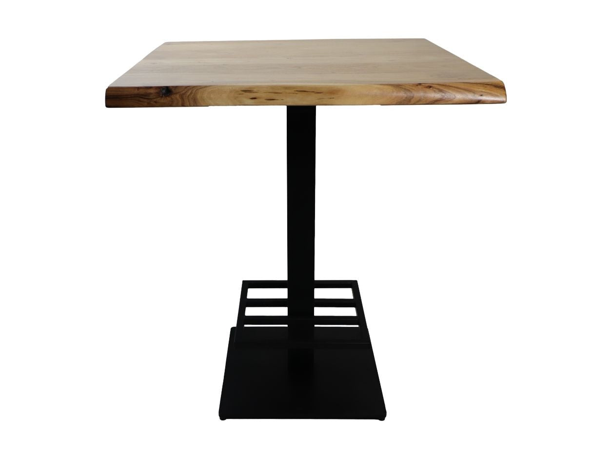 HSM Collection-Vierkante Bartafel 1 Pilaar-80x80x92-Naturel/Zwart-Acacia/Metaal