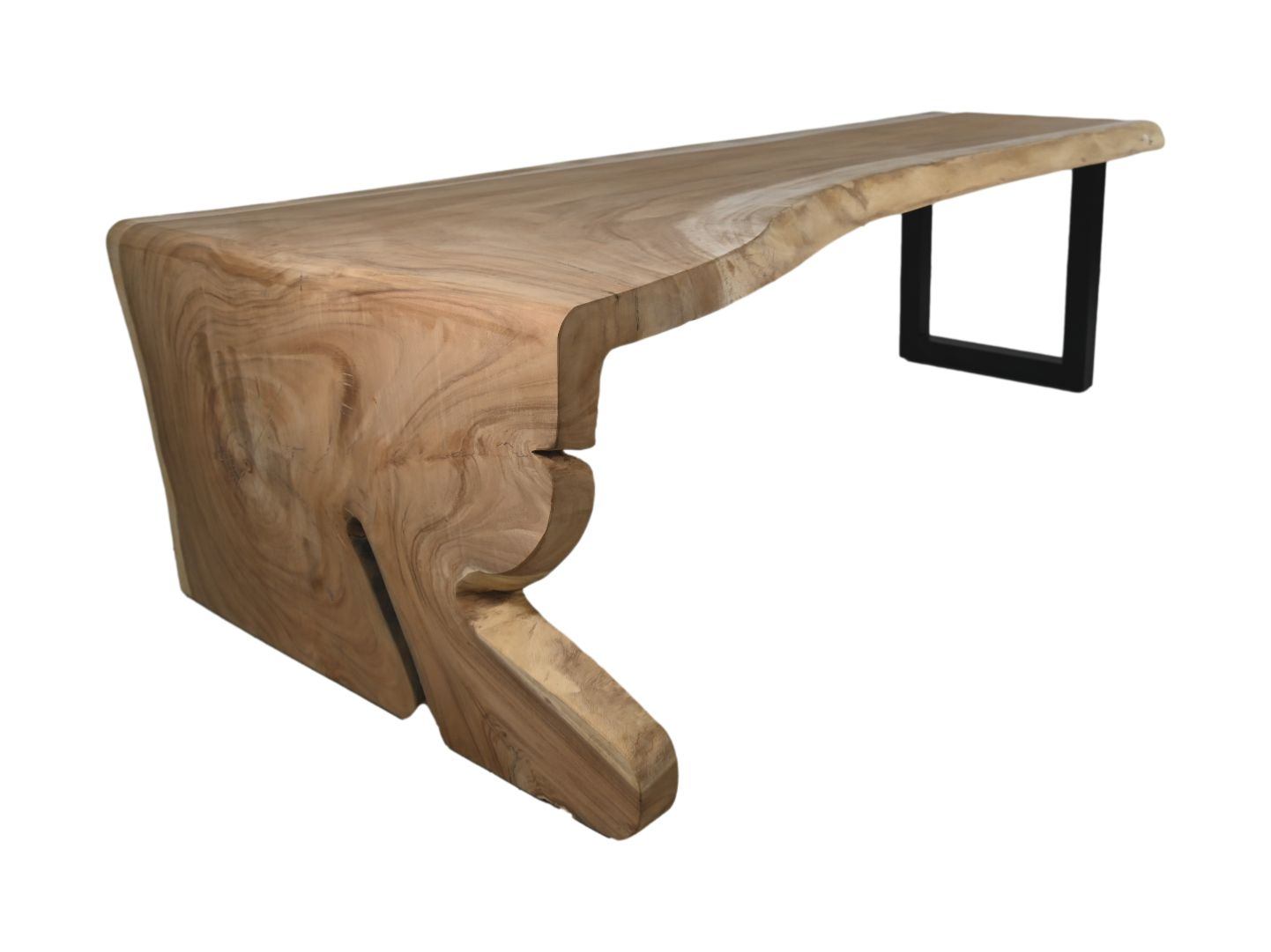 HSM Collection-Eettafel 1 U Poot-320x76-127x78-Naturel/Zwart-Munggur/Metaal
