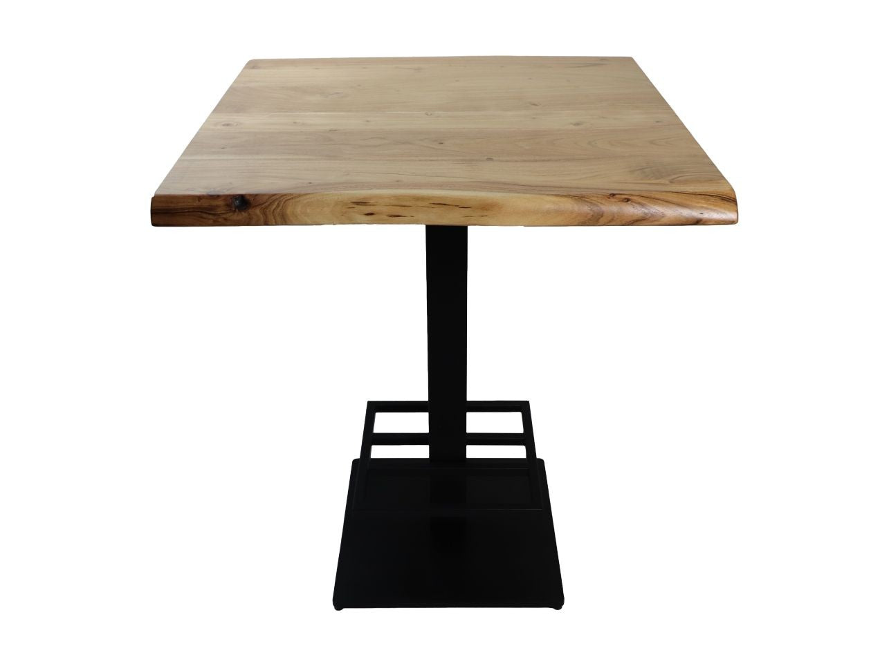 HSM Collection-Vierkante Bartafel 1 Pilaar-80x80x92-Naturel/Zwart-Acacia/Metaal