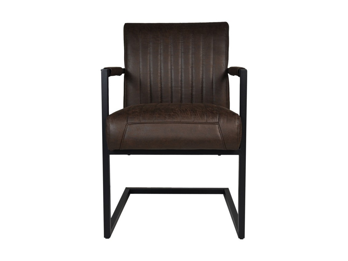 HSM Collection-Eetkamerstoel Texas Met Arm S/2-55x50x85-Espresso/Zwart-Leder/Metaal