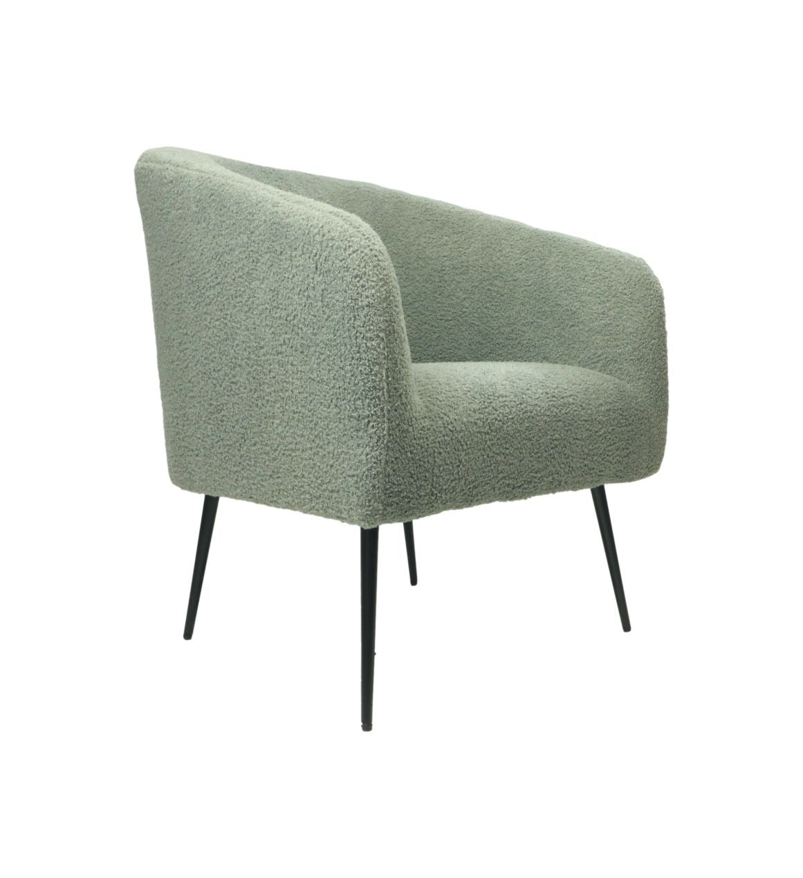 HSM Collection-Fauteuil Bouclé-77x68x83-Licht Grijs/Zwart-Stof/Metaal