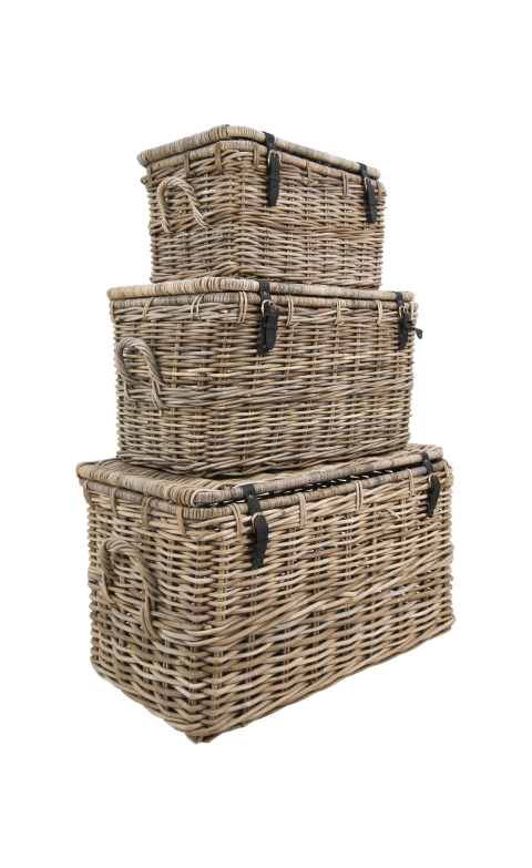 HSM Collection-Opbergmand S/3 -90x56x55 / 76x48x45 / 62x38x37-Grijs-Koboo