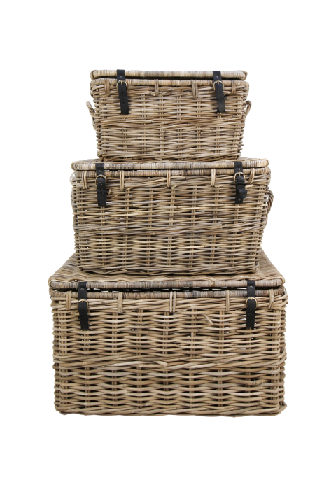 HSM Collection-Opbergmand S/3 -90x56x55 / 76x48x45 / 62x38x37-Grijs-Koboo