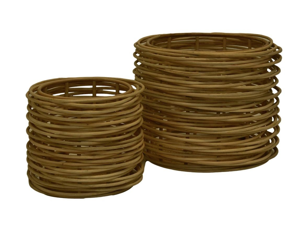 HSM Collection-Mandenset S/2- ø36X30/ ø50X40-Naturel-Rotan