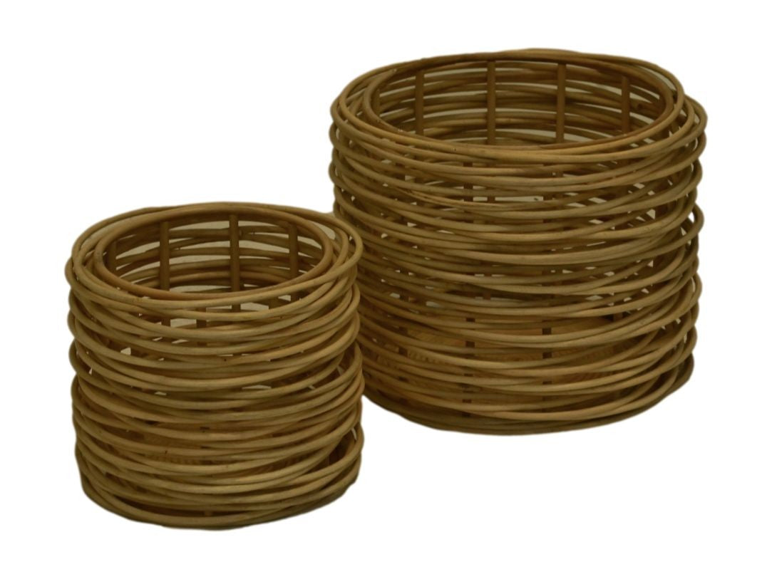 HSM Collection-Mandenset S/2- ø36X30/ ø50X40-Naturel-Rotan