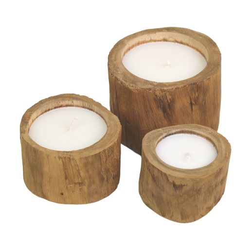 HSM Collection-Kaars Teak Small-ø8x8-Naturel-Teak