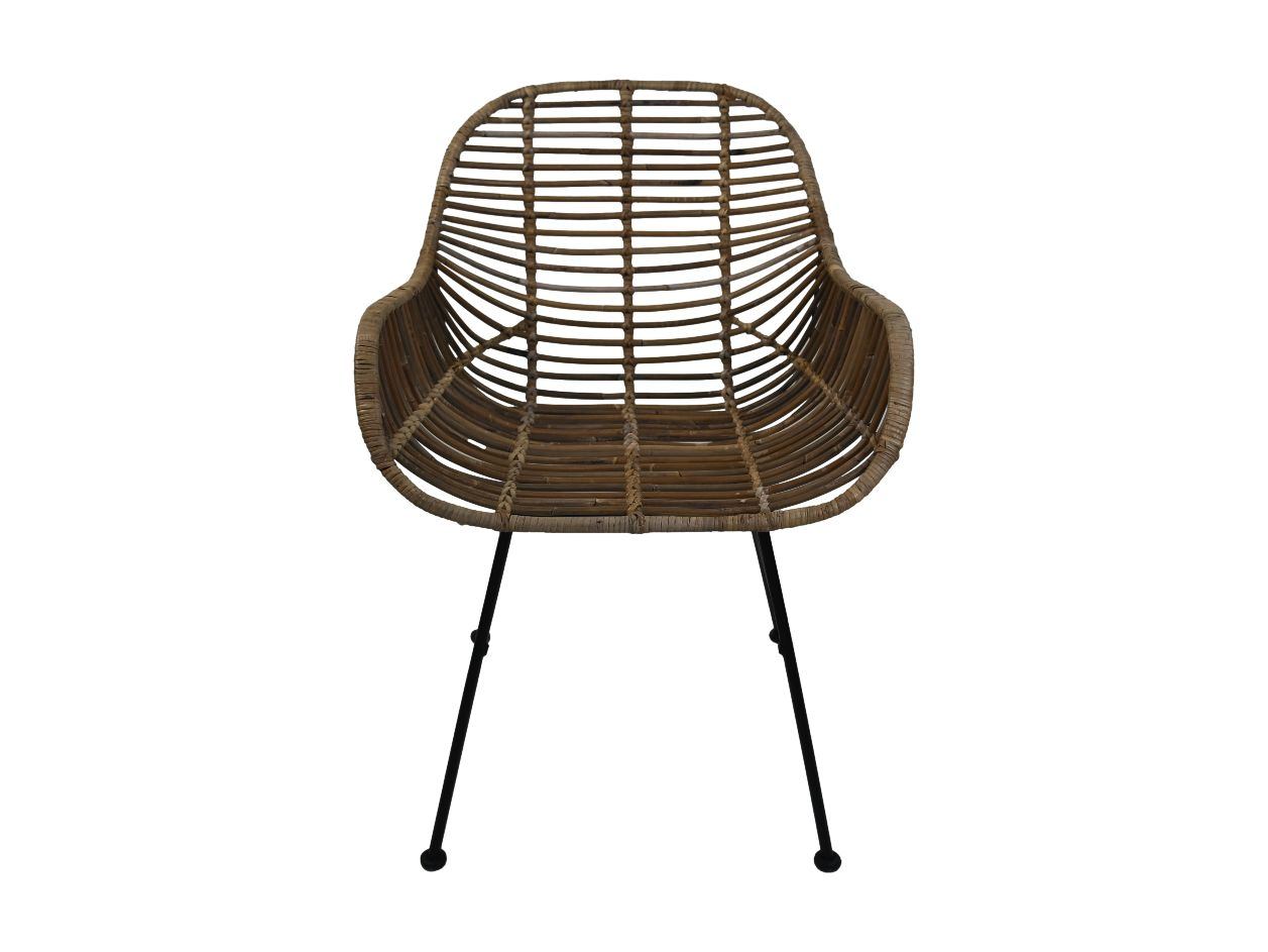 HSM Collection-Eetkamerstoel Wendi Rotan S/2-59x63x83-Naturel/grijs/zwart-Rotan/kobo/metaal