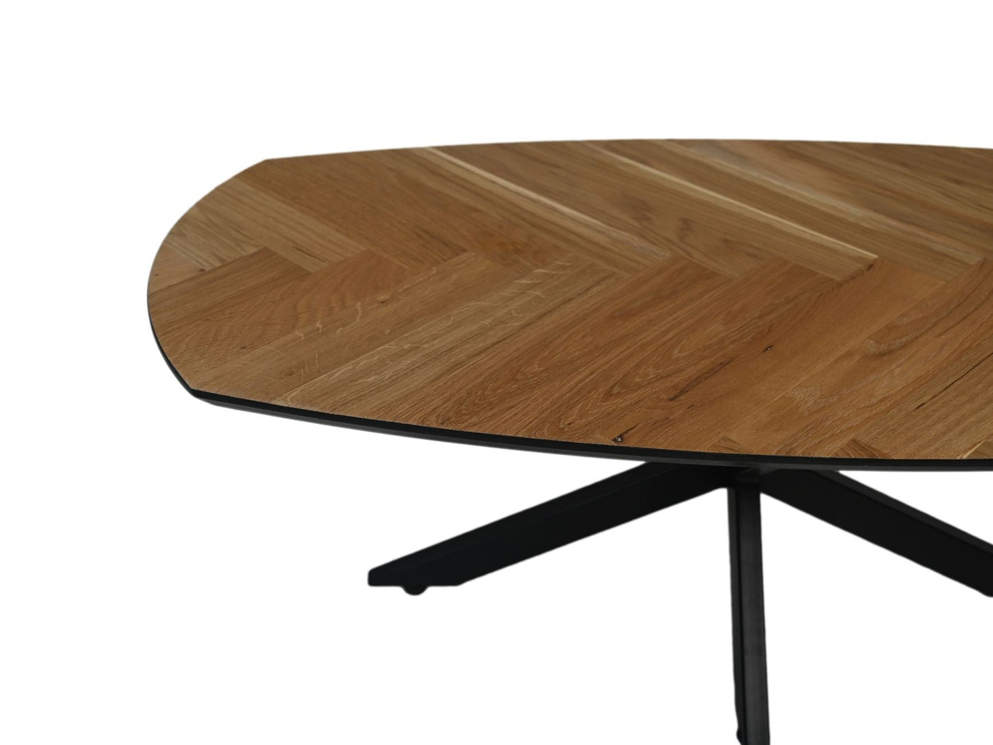 HSM Collection-Danish Salontafel Fishbone-130x80x43-Naturel/Zwart-Eiken/Metaal
