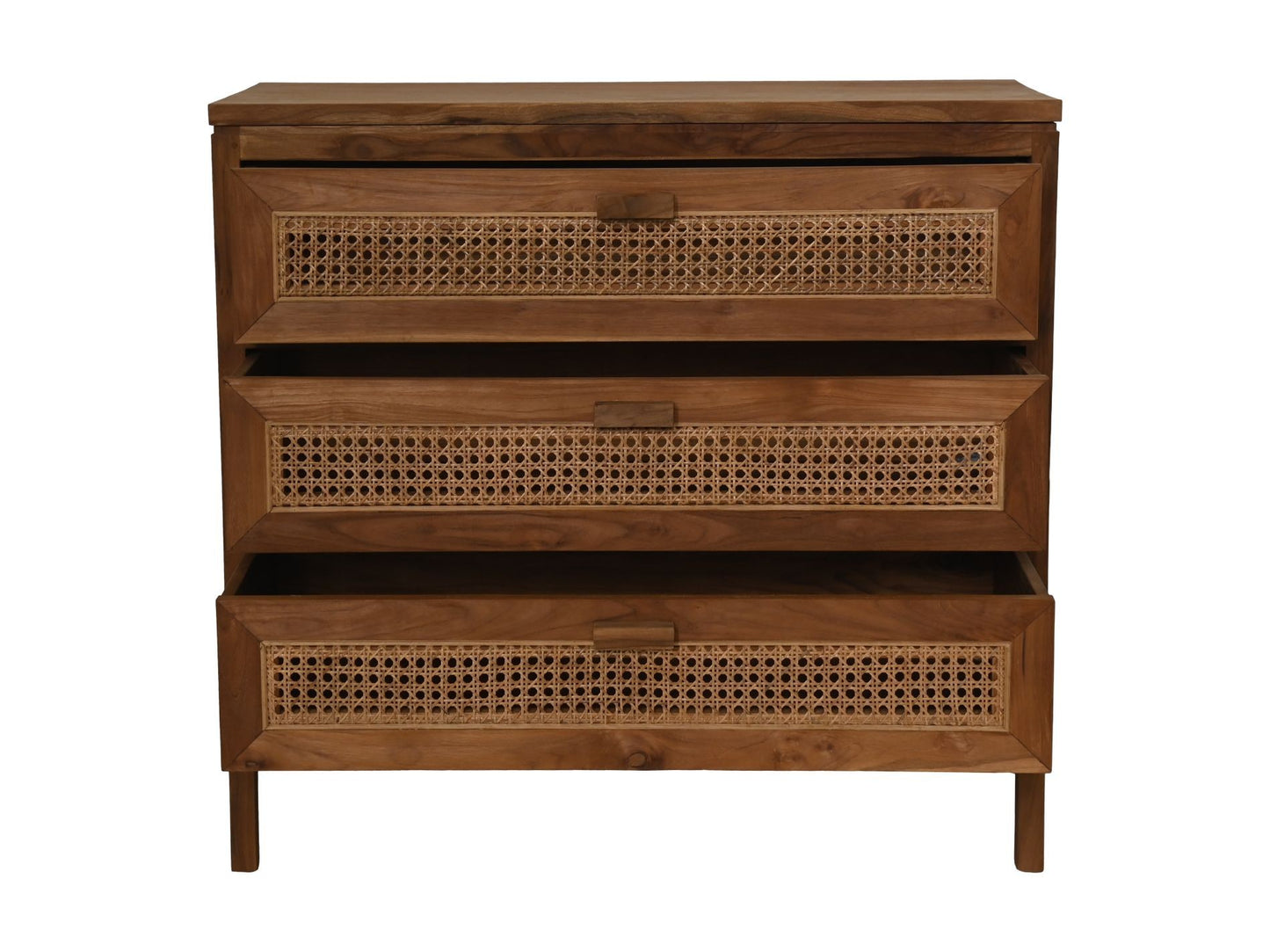 HSM Collection-Dressoir 3 La-90x42x85-Naturel-Rotan/Teak
