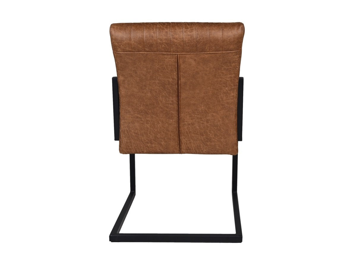 HSM Collection-Eetkamerstoel Texas S/2-55x50x85-Cognac/Zwart-Leder/Metaal
