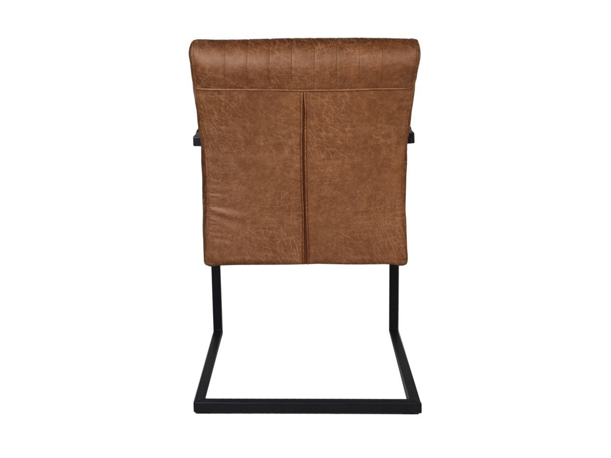 HSM Collection-Eetkamerstoel Texas Met Arm S/2-55x50x85-Cognac/Zwart-Leder/Metaal