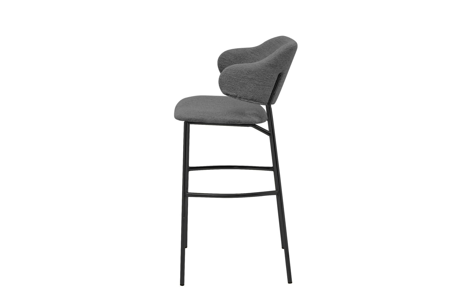 HSM Collection-Barstoel Tracy S/2-50*55*95-Grijs/Zwart-Stof/Metaal