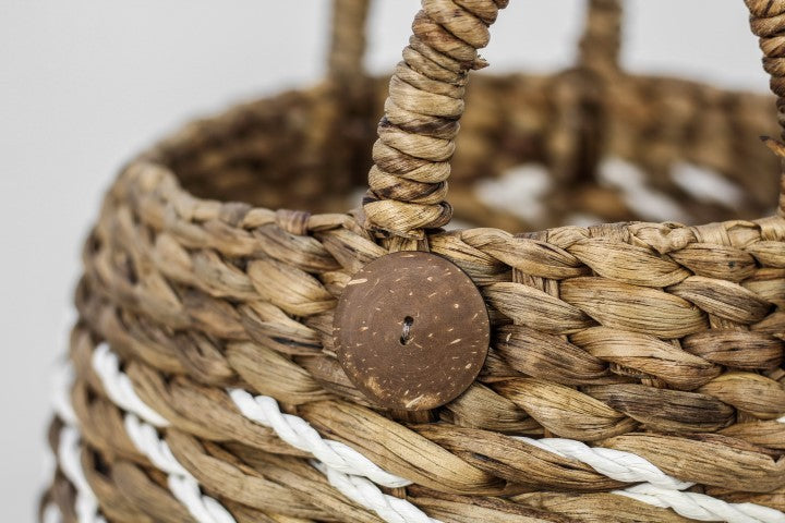 HSM Collection-Mandenset S/2-ø40x42/ø30x36-Naturel/Wit-Waterhyacint
