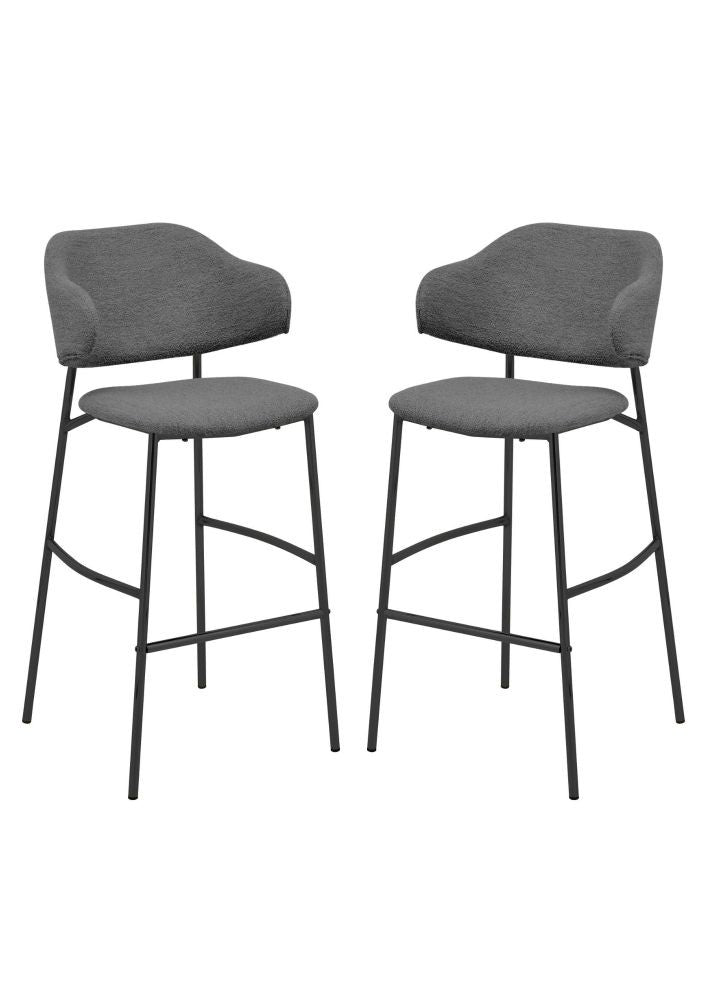 HSM Collection-Barstoel Tracy S/2-50*55*95-Grijs/Zwart-Stof/Metaal