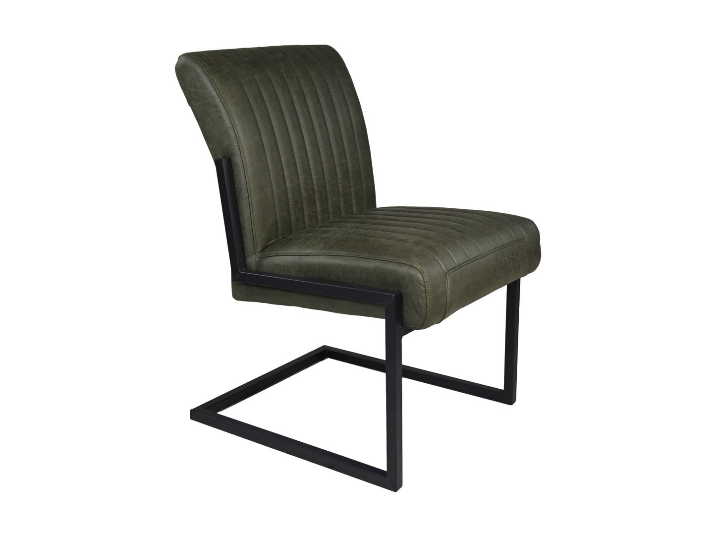 HSM Collection-Eetkamerstoel Texas S/2-55x50x85-Groen/Zwart-Leder/Metaal