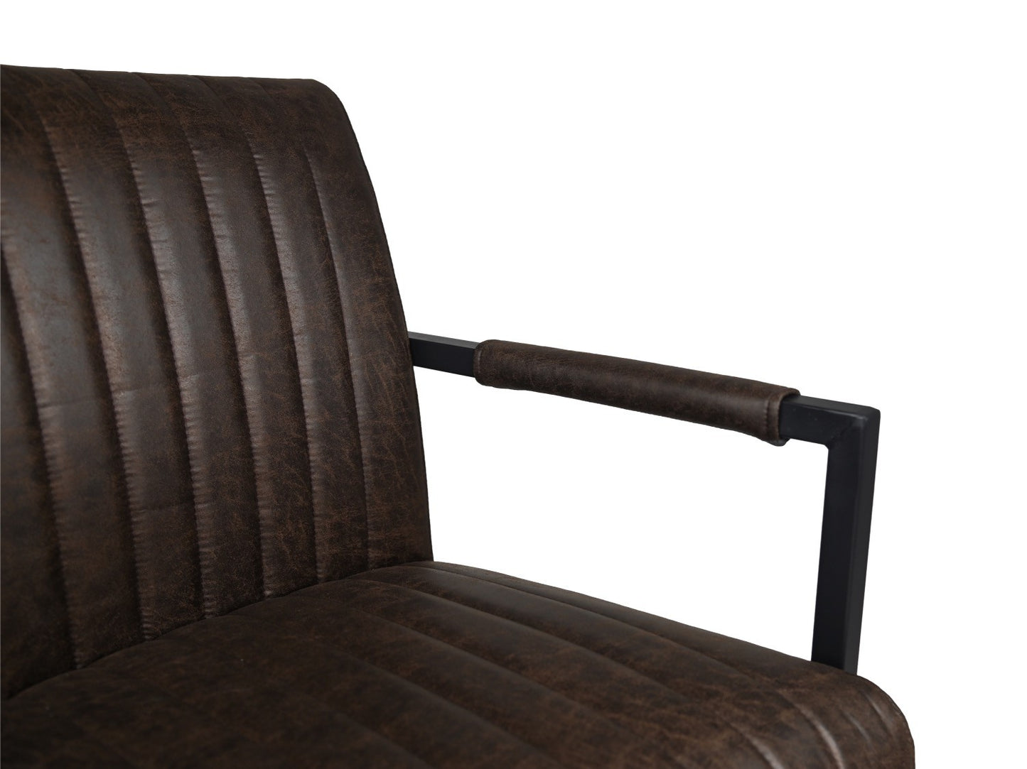 HSM Collection-Eetkamerstoel Texas Met Arm S/2-55x50x85-Espresso/Zwart-Leder/Metaal