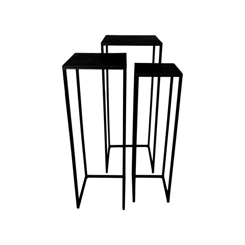 HSM Collection-Plantenstandaard S/3-30x30x80/25x25x75/20x20x70-Zwart-Metaal