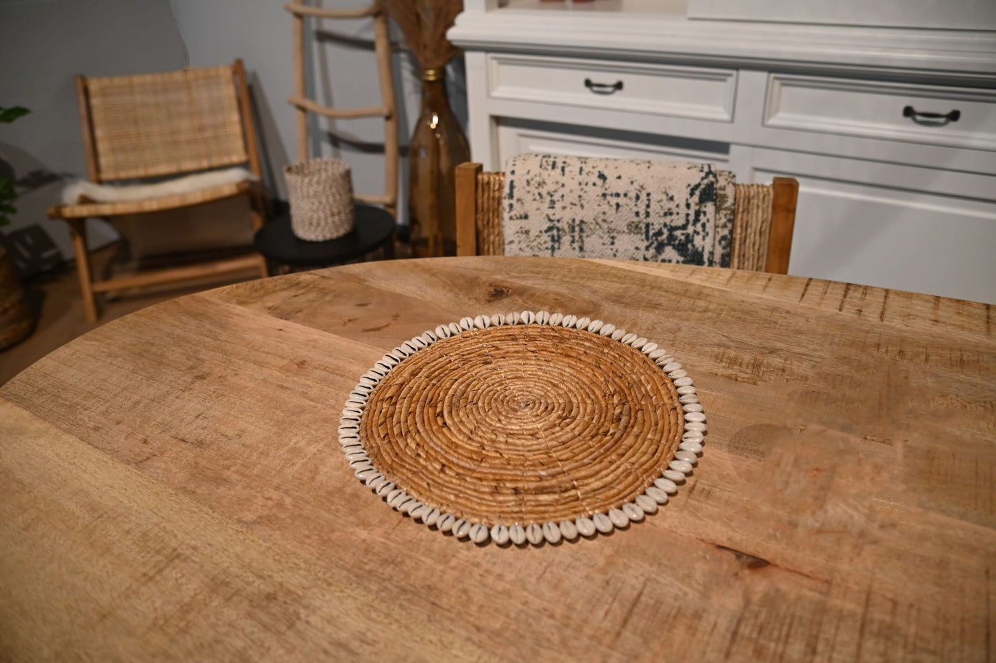 HSM Collection-Ronde Placemat S/6-30x30-Naturel-Bananenblad