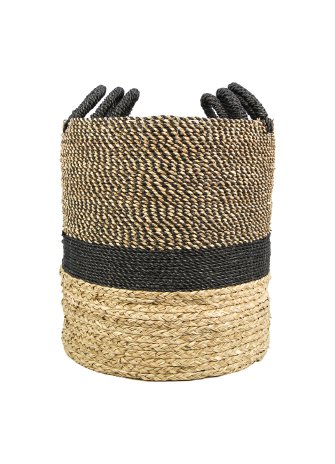 HSM Collection-Mandenset Malibu S/3-ø42x45 / ø38x42 / ø34x39-Naturel/Zwart-Waterhyacint