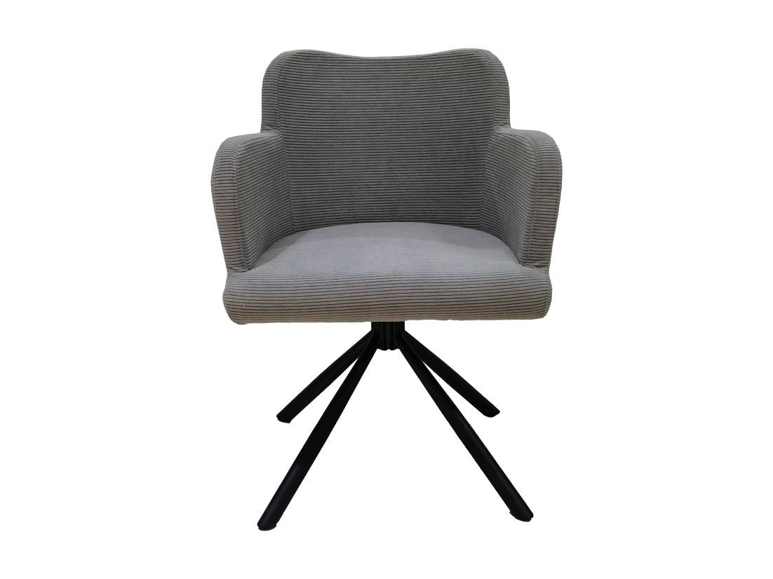HSM Collection-Eetkamerstoel Bella S/2-56x60x82-Licht Grijs/Zwart-Stof/Metaal