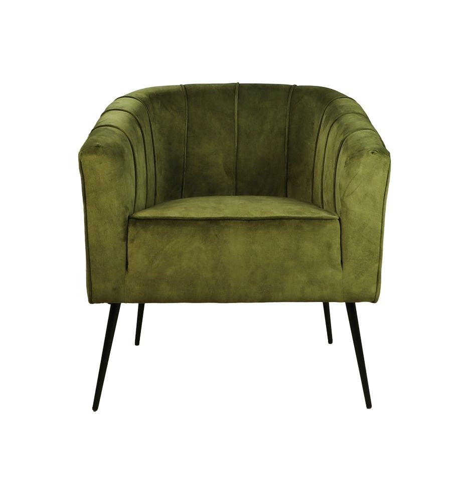 HSM Collection-Fauteuil Chester-72x71x80-Olijf Groen/Zwart-Stof/Metaal