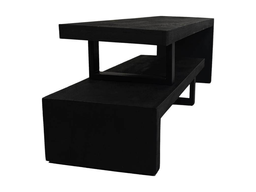 HSM Collection-Tv Meubel 2 Delig-140x40x46-Zwart-Mango/Metaal