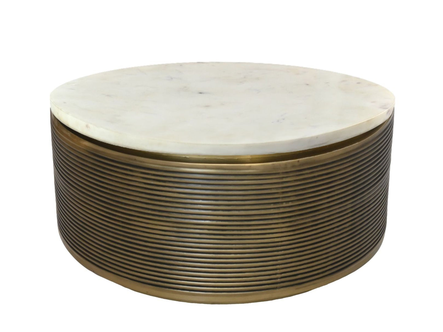 HSM Collection-Ronde Salontafel Rible-ø80x40-Wit/Goud-Marmer/Metaal