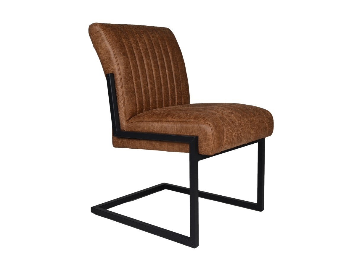 HSM Collection-Eetkamerstoel Texas S/2-55x50x85-Cognac/Zwart-Leder/Metaal