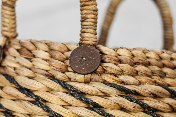 HSM Collection-Mandenset S/2-ø40x42/ø30x36-Naturel/Zwart-Waterhyacint