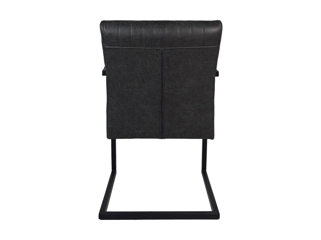 HSM Collection-Eetkamerstoel Texas Met Arm S/2-55x50x85-Grijs/Zwart-Leder/Metaal