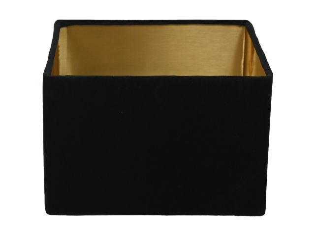 HSM Collection-Vierkante Lampenkap-30x30x20-Zwart/Goud-Stof
