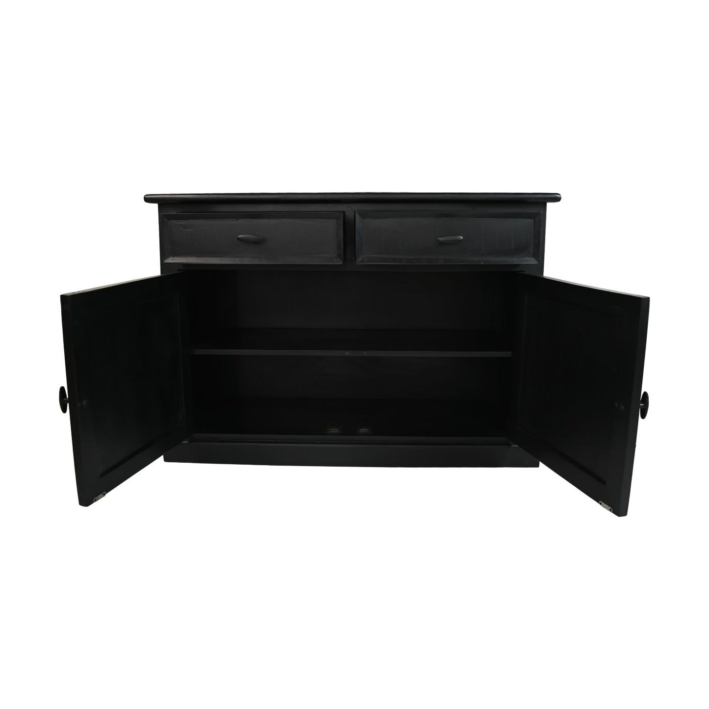 HSM Collection-Buffetkast Provence 4 Deur 2 La-130x48x215-Zwart/Grijs-Mango/Metaal
