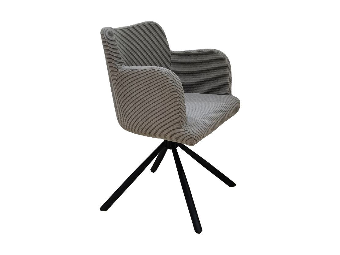 HSM Collection-Eetkamerstoel Bella S/2-56x60x82-Licht Grijs/Zwart-Stof/Metaal