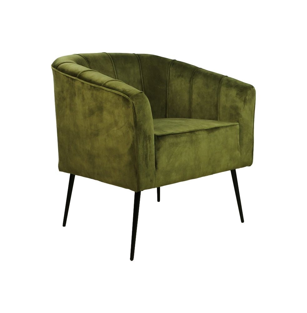 HSM Collection-Fauteuil Chester-72x71x80-Olijf Groen/Zwart-Stof/Metaal