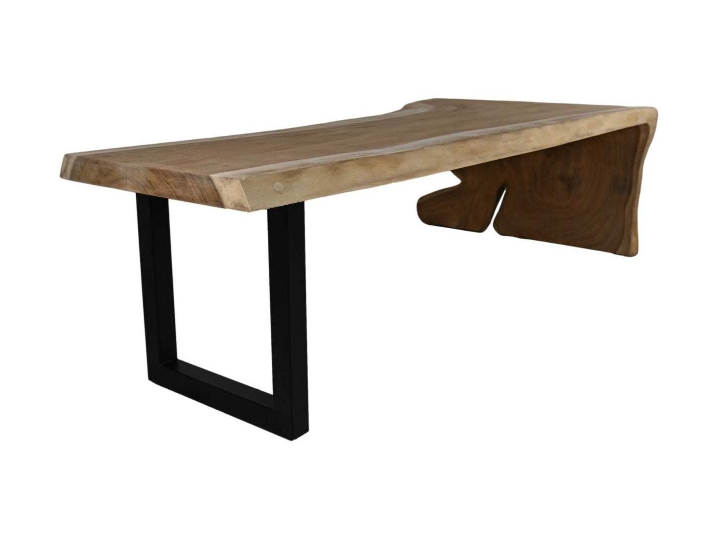 HSM Collection-Eettafel 1 U Poot-270x76-127x78-Naturel/Zwart-Munggur/Metaal