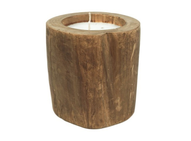 HSM Collection-Kaars Boomstam Groot-ø20x20-Naturel-Teak