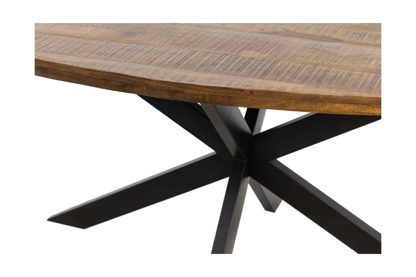 HSM Collection-Ovale Eettafel Melbourne-160x90x76-Naturel/Zwart-Mango/Metaal
