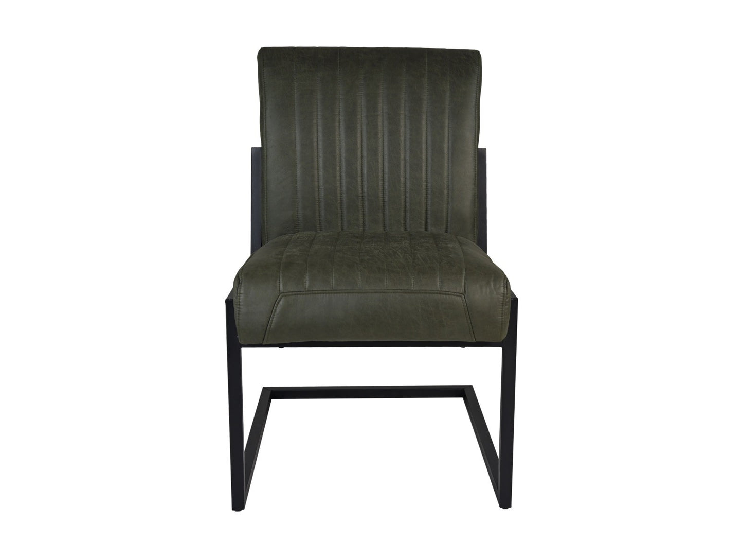 HSM Collection-Eetkamerstoel Texas S/2-55x50x85-Groen/Zwart-Leder/Metaal
