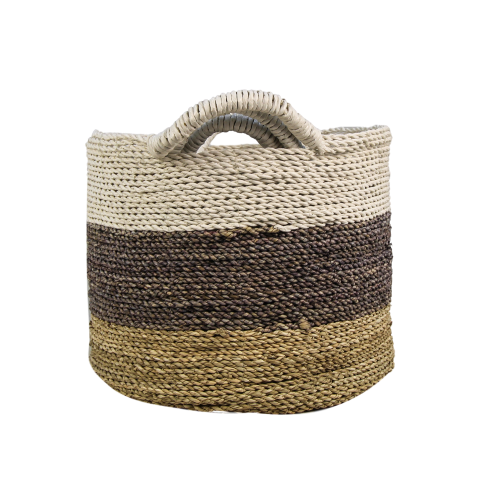 HSM Collection-Mandenset Malibu S/3-ø36x30 / ø34x27 / ø32x25-Naturel/Assorti-Raffia/Zeegras