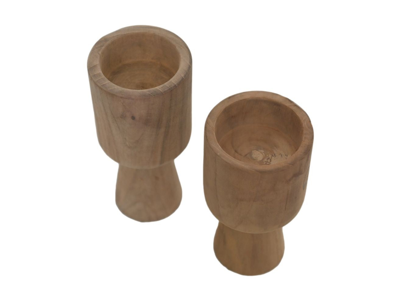 HSM Collection-Kaarsenhouder S/2-ø8x8x15/ø8x8x17-Naturel-Teak