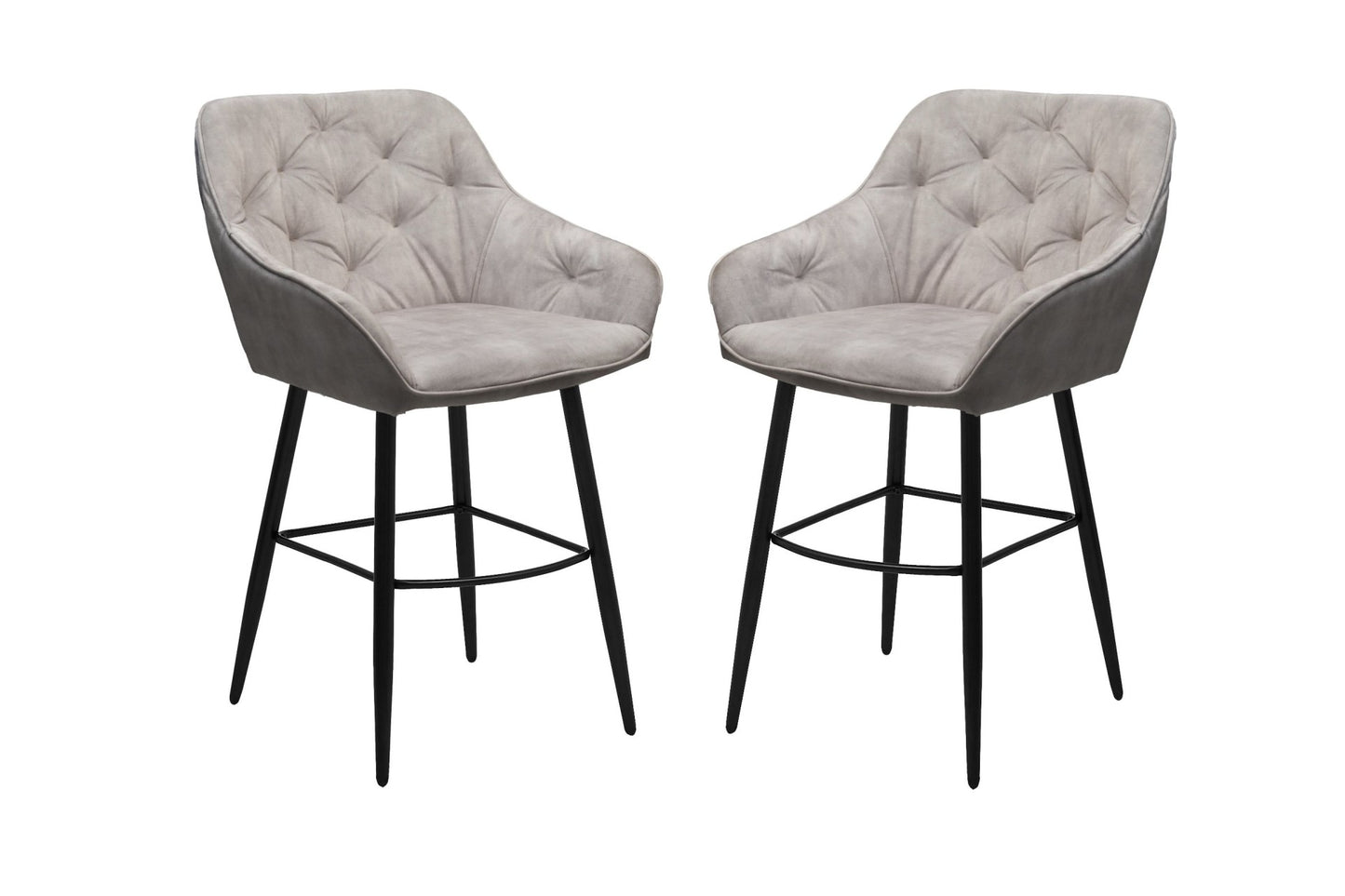 HSM Collection-Barstoel Liverpool S/2-56x61x97-Creme/Zwart-Stof/Metaal