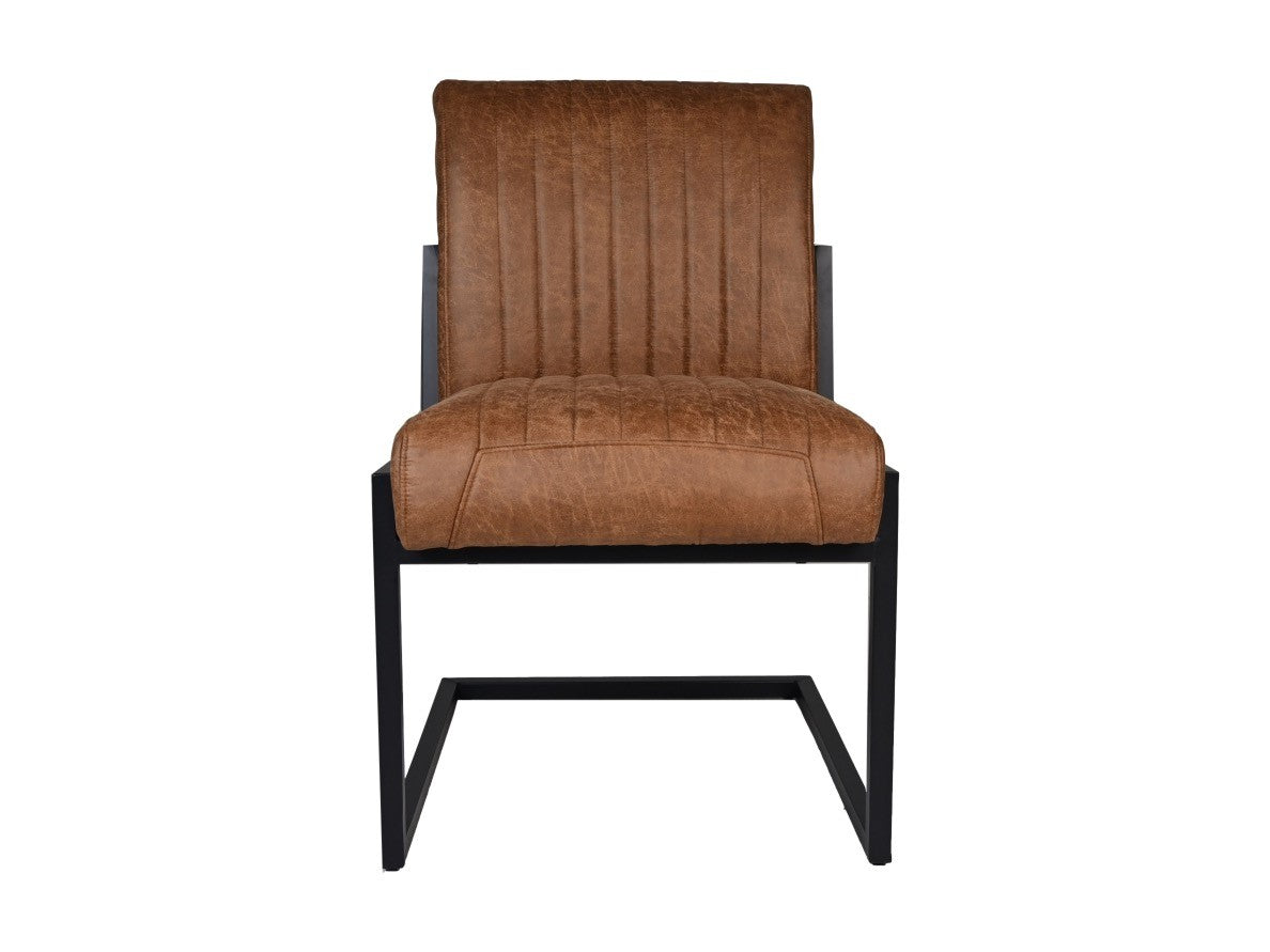HSM Collection-Eetkamerstoel Texas S/2-55x50x85-Cognac/Zwart-Leder/Metaal